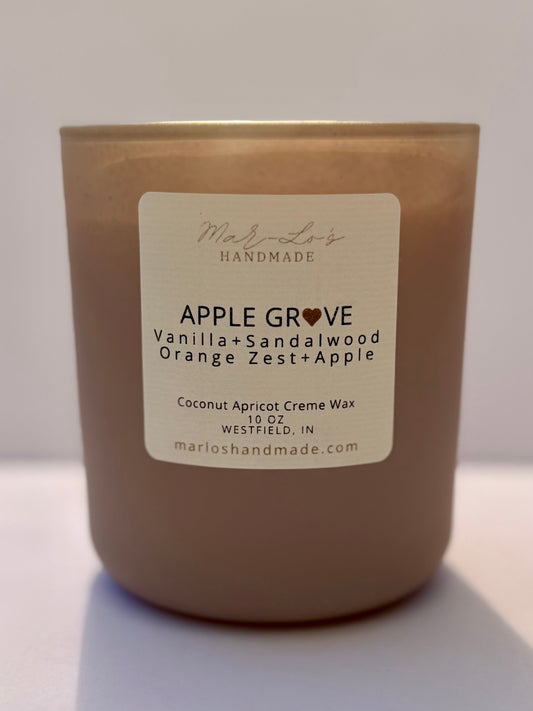 Apple Grove 10 oz matte stone reusable vessel with wood wick