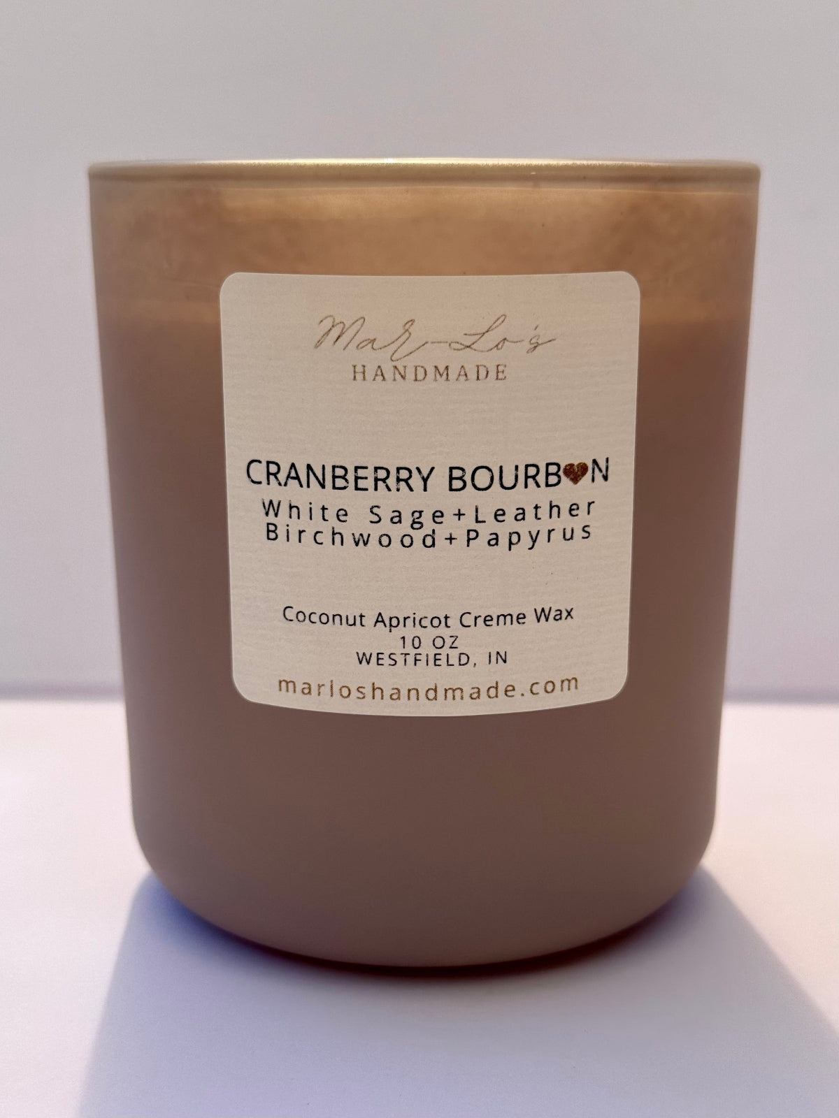 Cranberry Bourbon 10 oz matte stonewash vessel with wooden wick