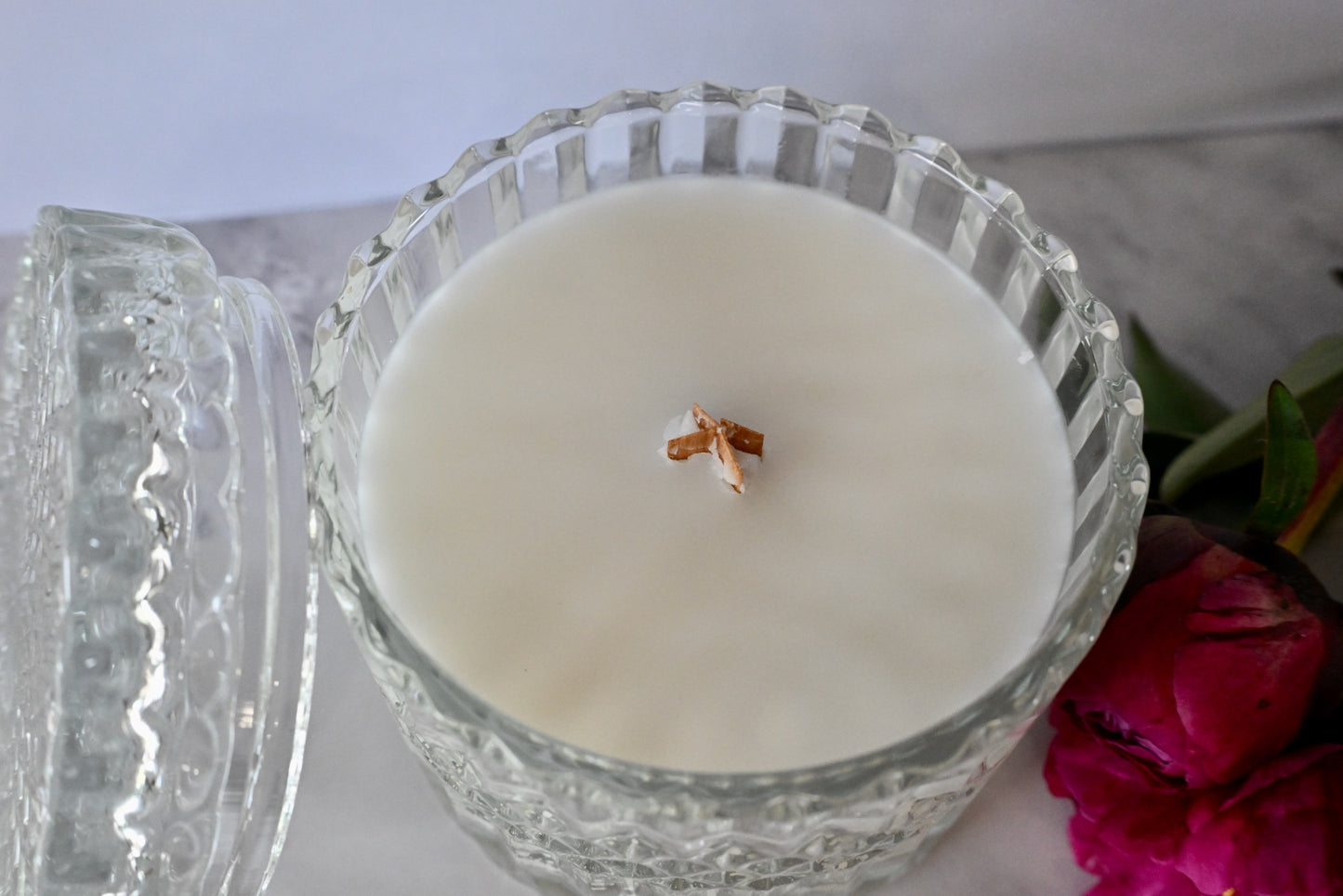 Velvet Peony | Limited Edition Crystal Glass Candle - Mar-Lo's Handmade