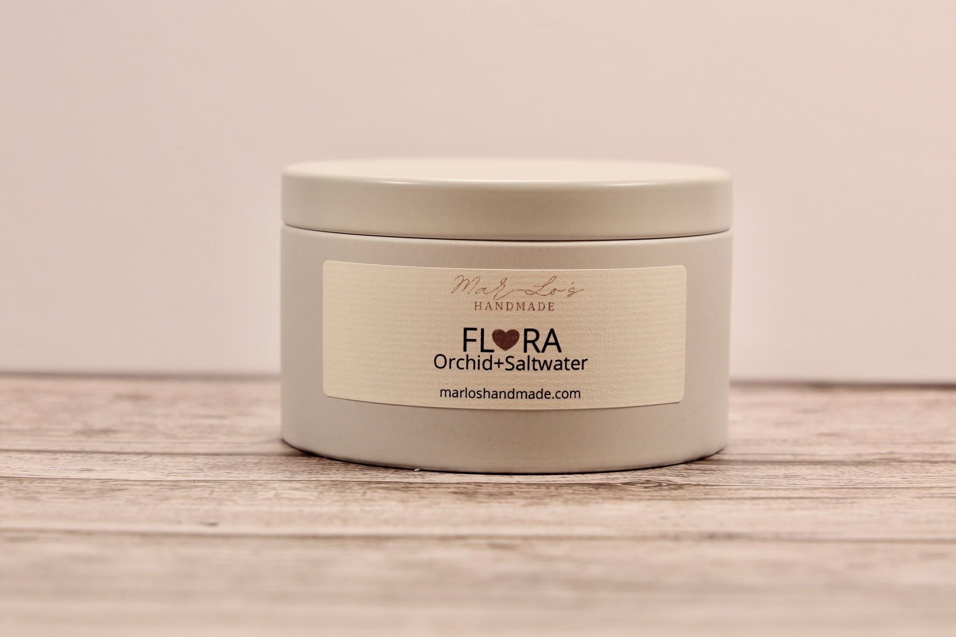 Flora-Orchid, Citrus, Saltwater, Musk wooden wick candle tin