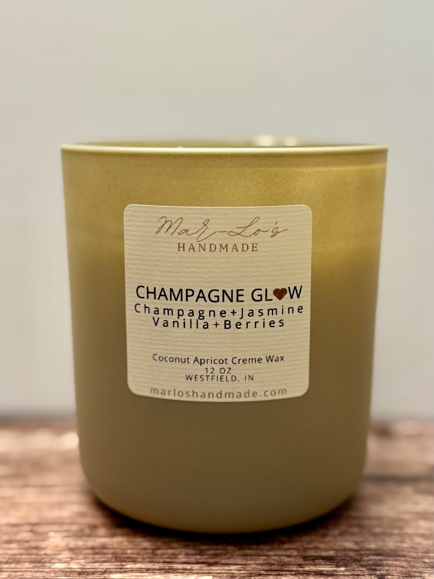 Champagne Glow Candle – Sparkling Citrus, Berry & Vanilla Scent | Clean Coconut Apricot Wax + Wooden Wick