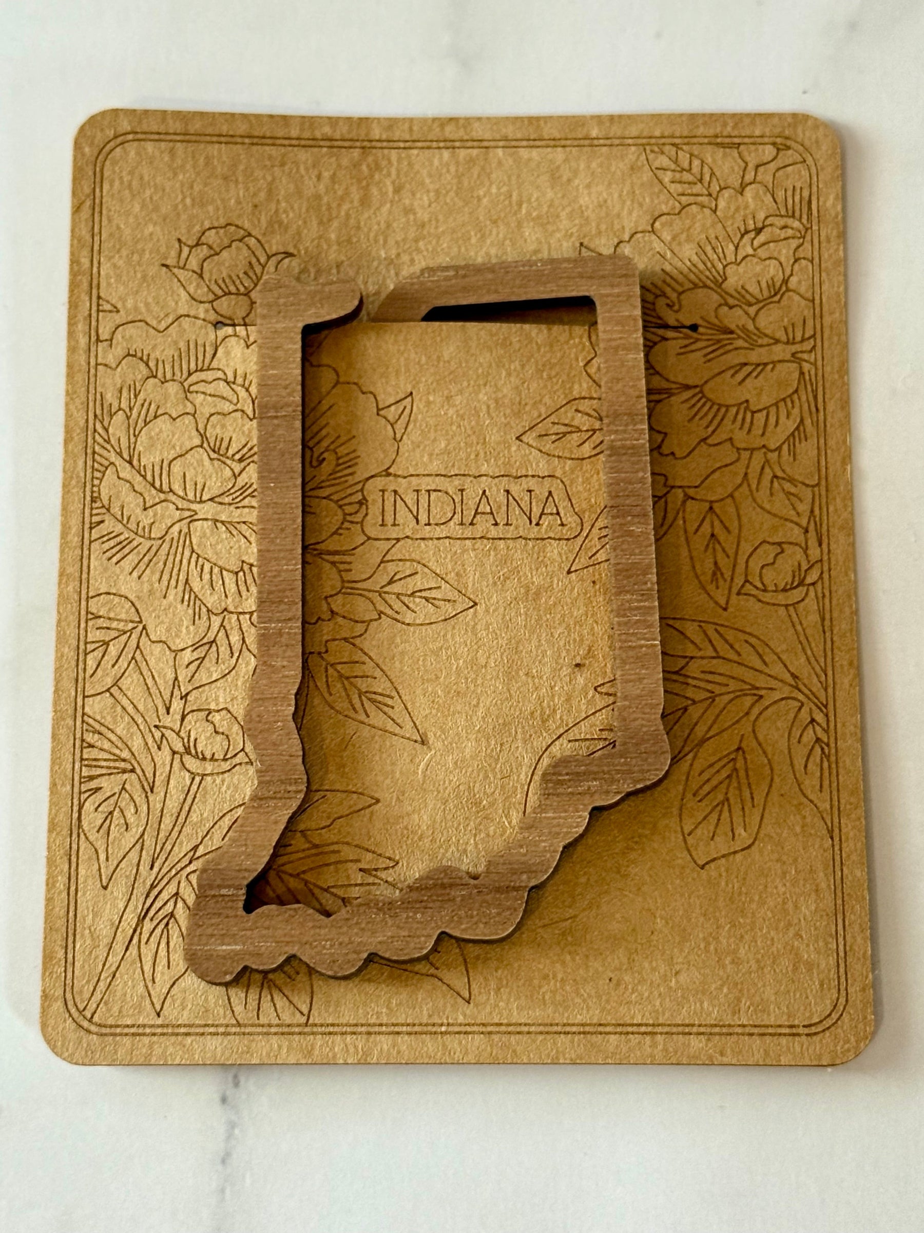 State of Indiana Shaped Wooden Boomark