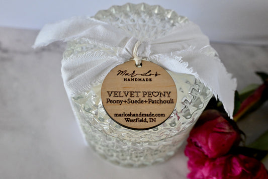 Velvet Peony | Limited Edition Crystal Glass Candle - Mar-Lo's Handmade