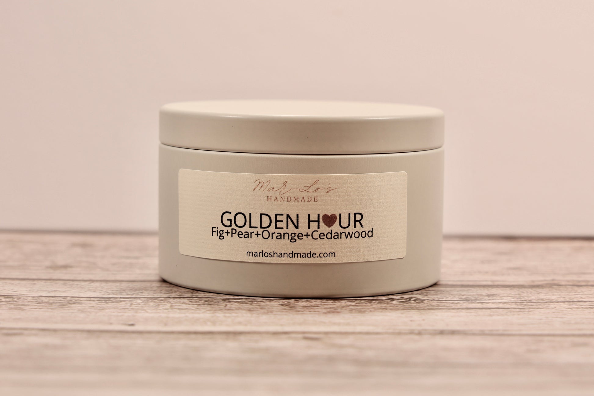 Golden Hour Candle Tin-Fig, Pear, Orange, Cedarwood