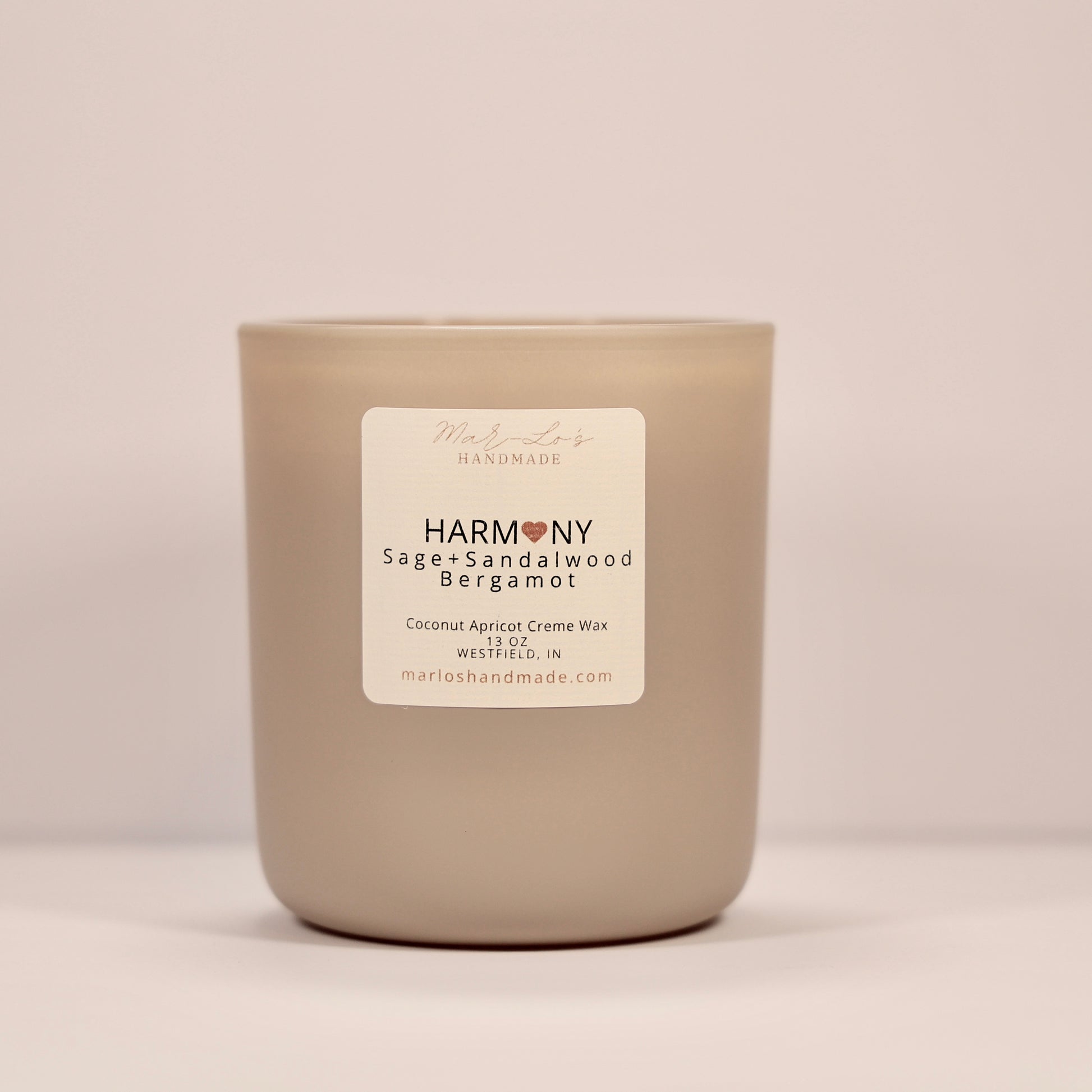 Marl-Lo's Handmade Harmony 13 oz Candle (Sage+Bergamot+Sandalwood)  
