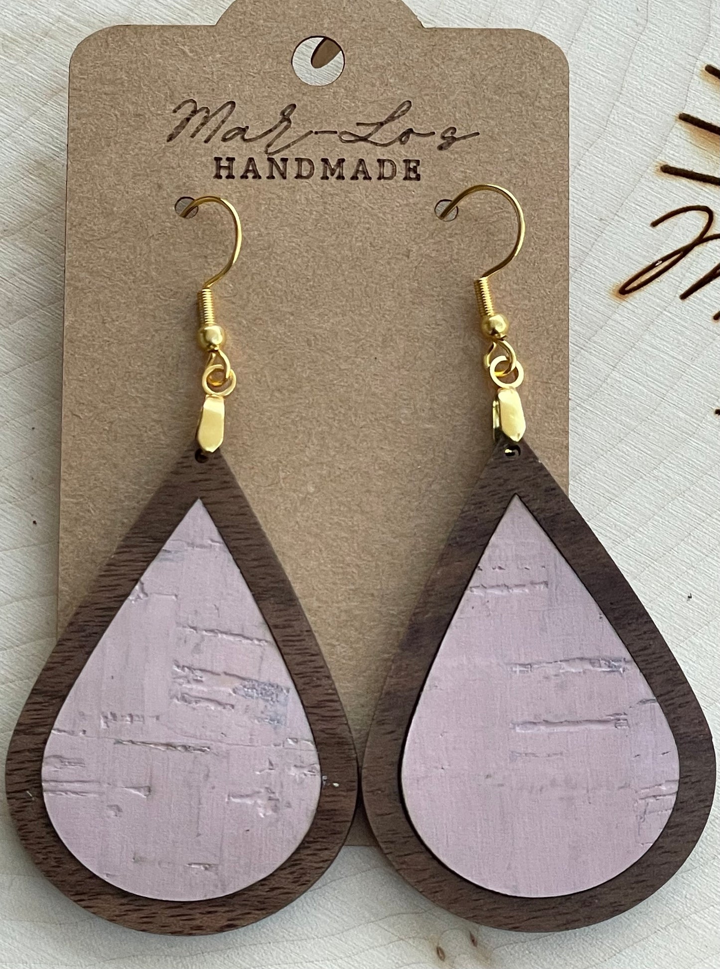 Colorful Cork Inlay and Wood Earrings