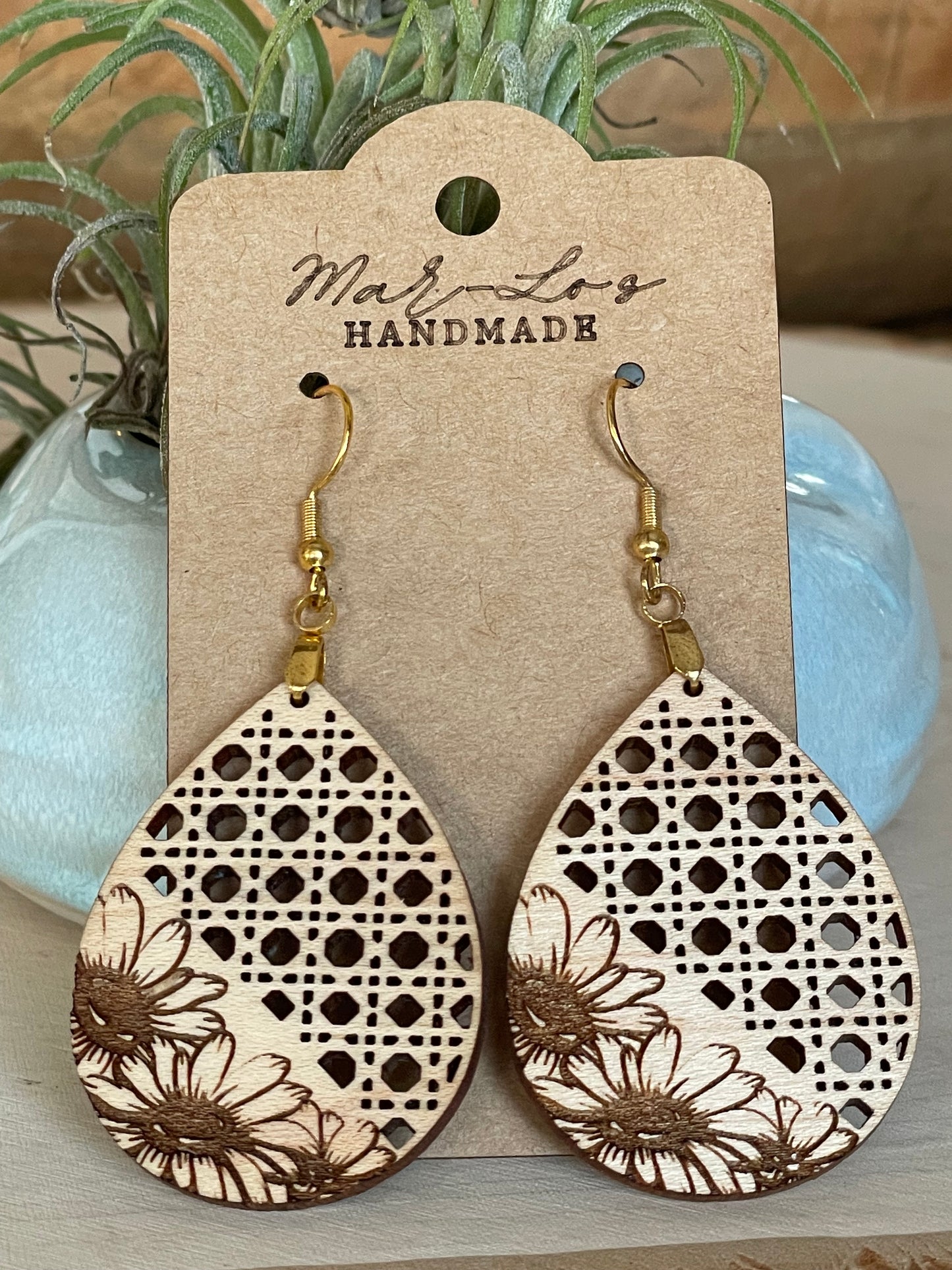 Flower Boho Engraved Cut Out Earrings