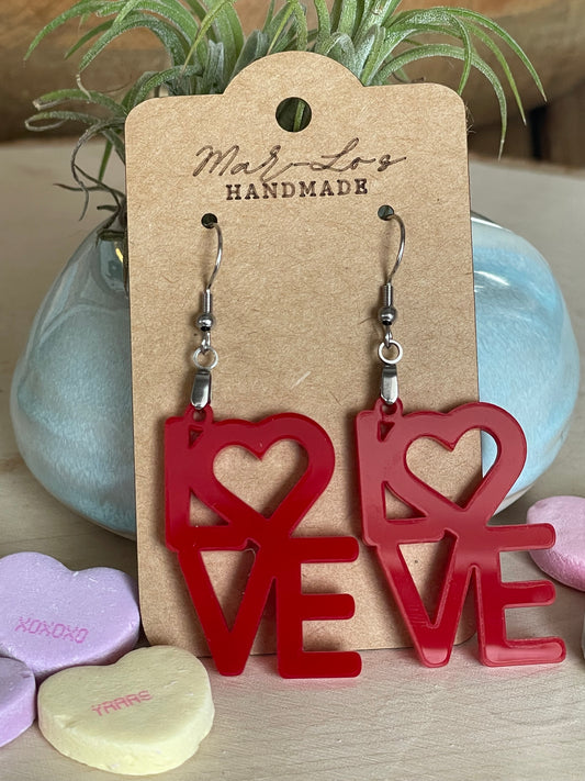 Valentine Heart Love Earrings Red