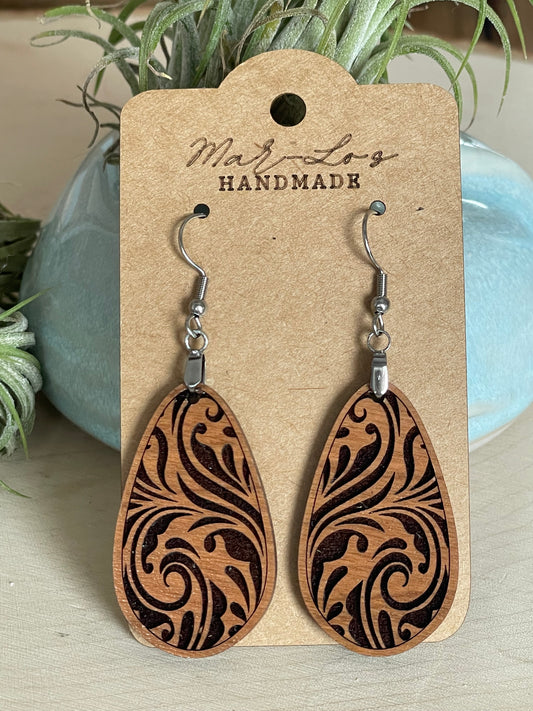 Damask Maple Wood Earring