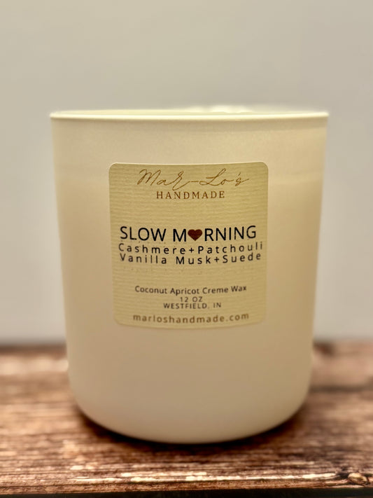 Slow Mornings Candle – Soft Floral, Oat Milk & Shea Scent | Clean Coconut Apricot Wax + Wooden Wick