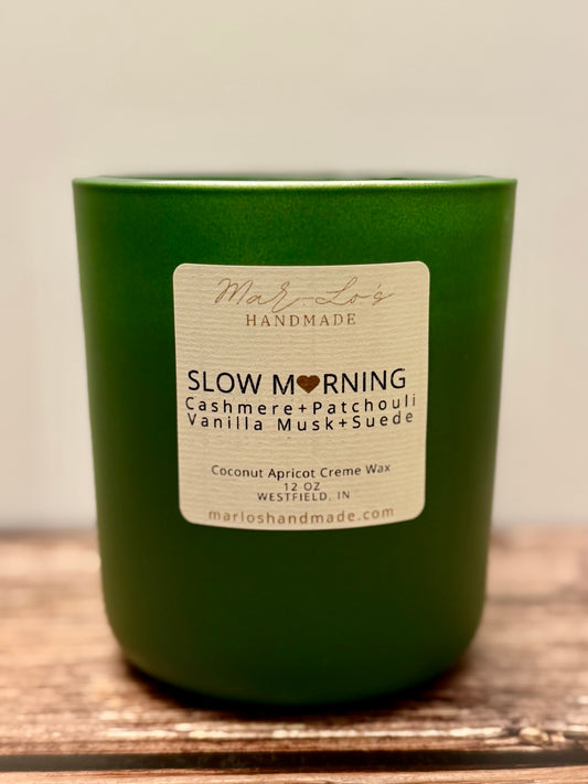 Slow Mornings Candle – Soft Floral, Oat Milk & Shea Scent | Clean Coconut Apricot Wax + Wooden Wick