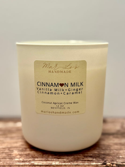 Cinnamon Milk Candle – Warm Cinnamon, Pastry & Vanilla Milk Scent | Clean Coconut Apricot Wax + Wooden Wick