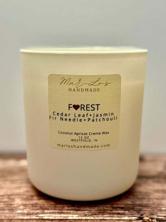 Forest Candle – Fresh Cedar, Evergreen & Pine Scent | Clean Coconut Apricot Wax + Wooden Wick