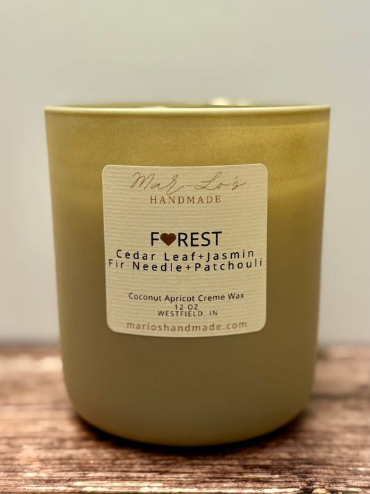 Forest Candle – Fresh Cedar, Evergreen & Pine Scent | Clean Coconut Apricot Wax + Wooden Wick