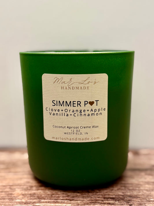 Simmer Pot Candle – Spiced Citrus & Holiday Fruit Scent | Clean Coconut Apricot Wax + Wooden Wick