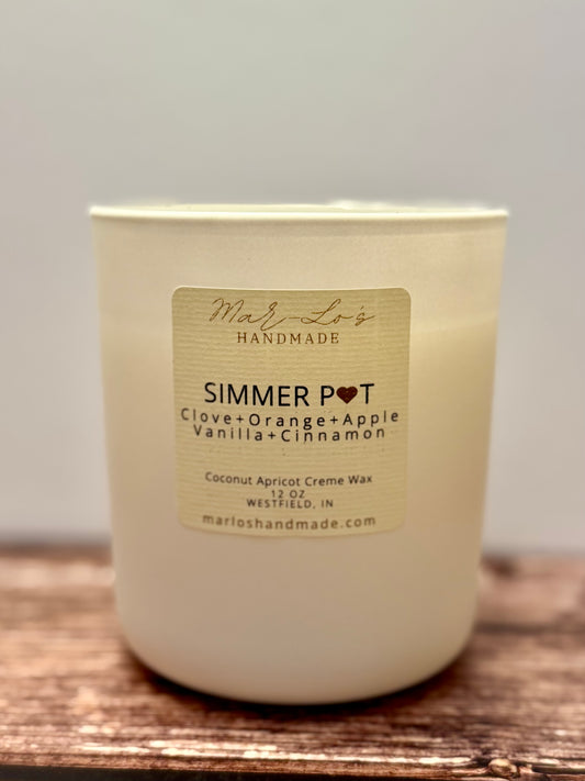 Simmer Pot Candle – Spiced Citrus & Holiday Fruit Scent | Clean Coconut Apricot Wax + Wooden Wick