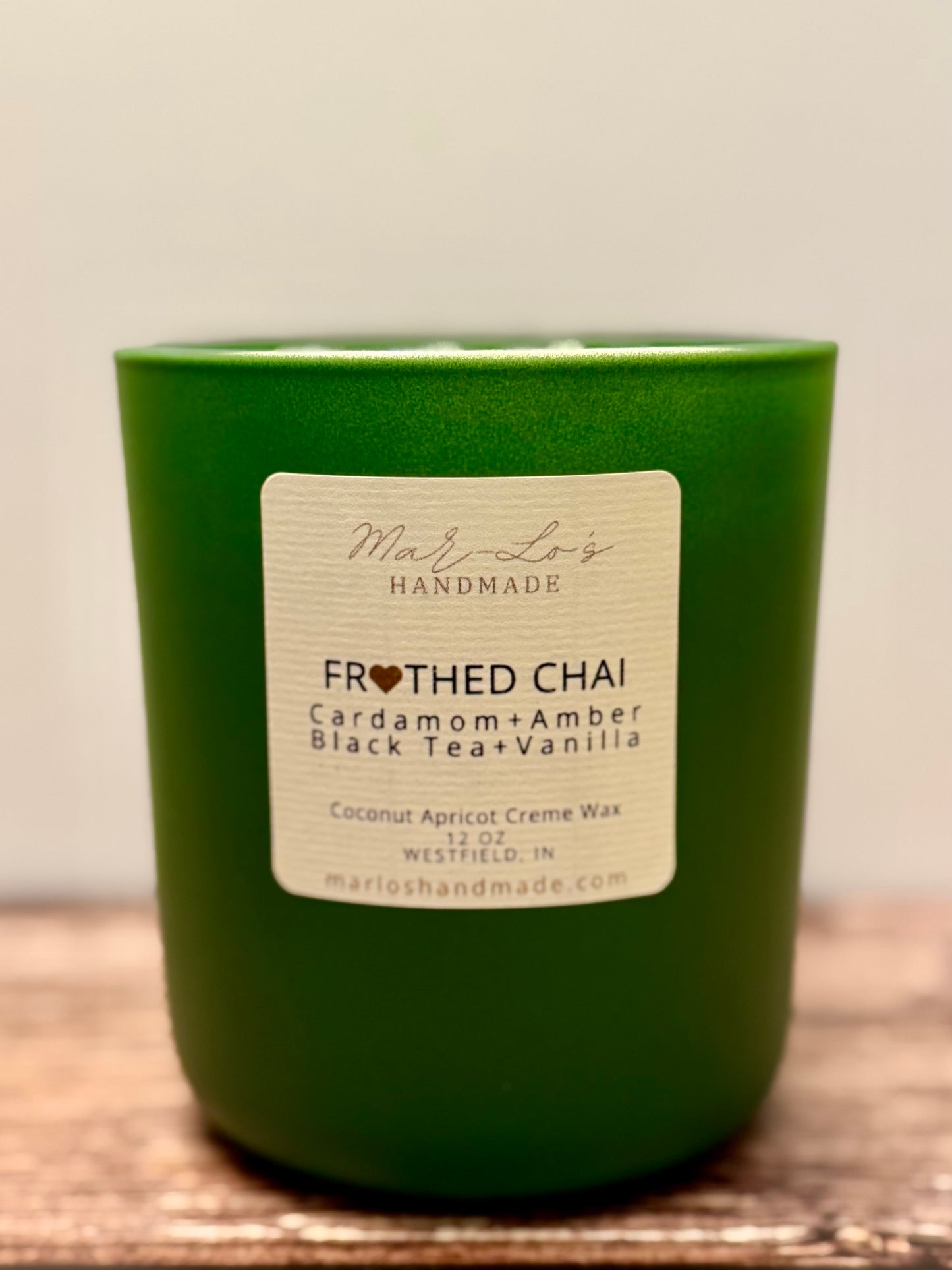 Frothed Chai Candle – Warm Spiced Chai Latte Scent | Clean Coconut Apricot Wax + Wooden Wick