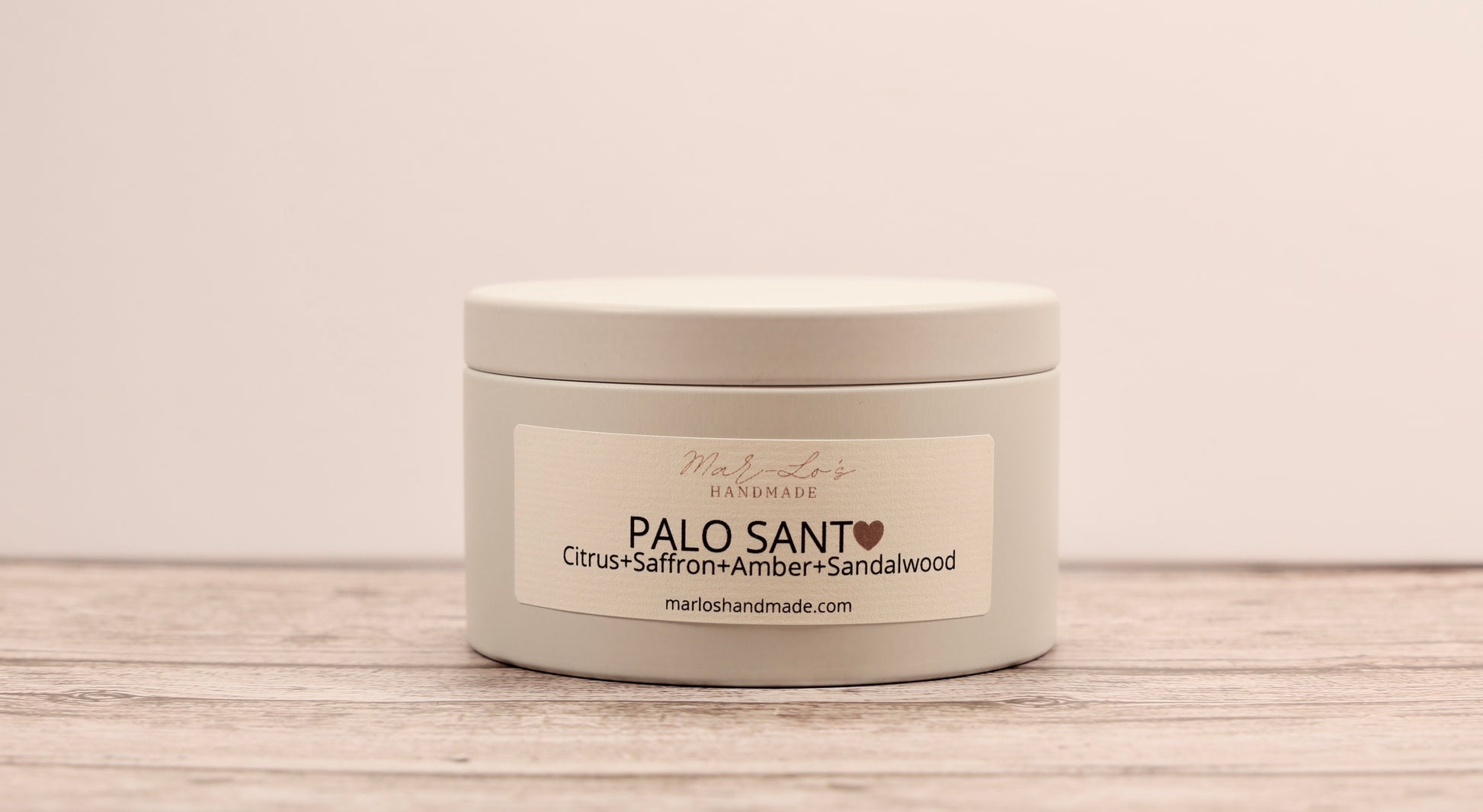 Palo Santo 5 oz candle tin Citrus, Sandalwood, Amber, Saffron